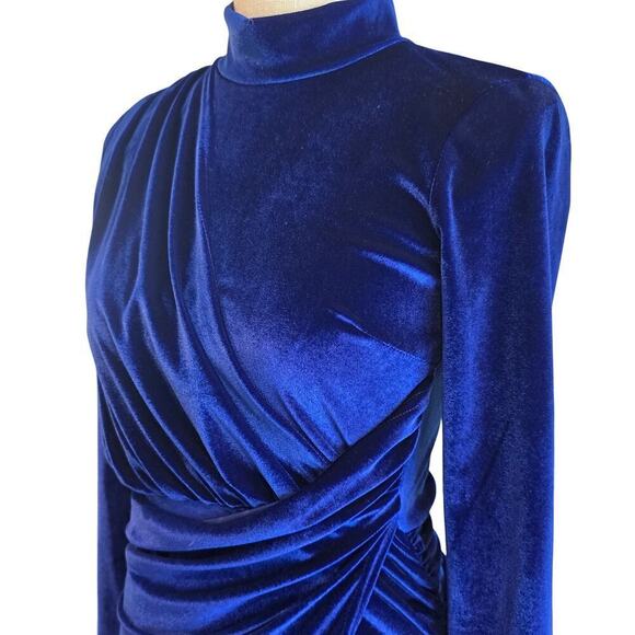 NWT New BOOHOO Women's Blue Suede Ruch Mini Dress Sz 4 - Picture 3 of 8